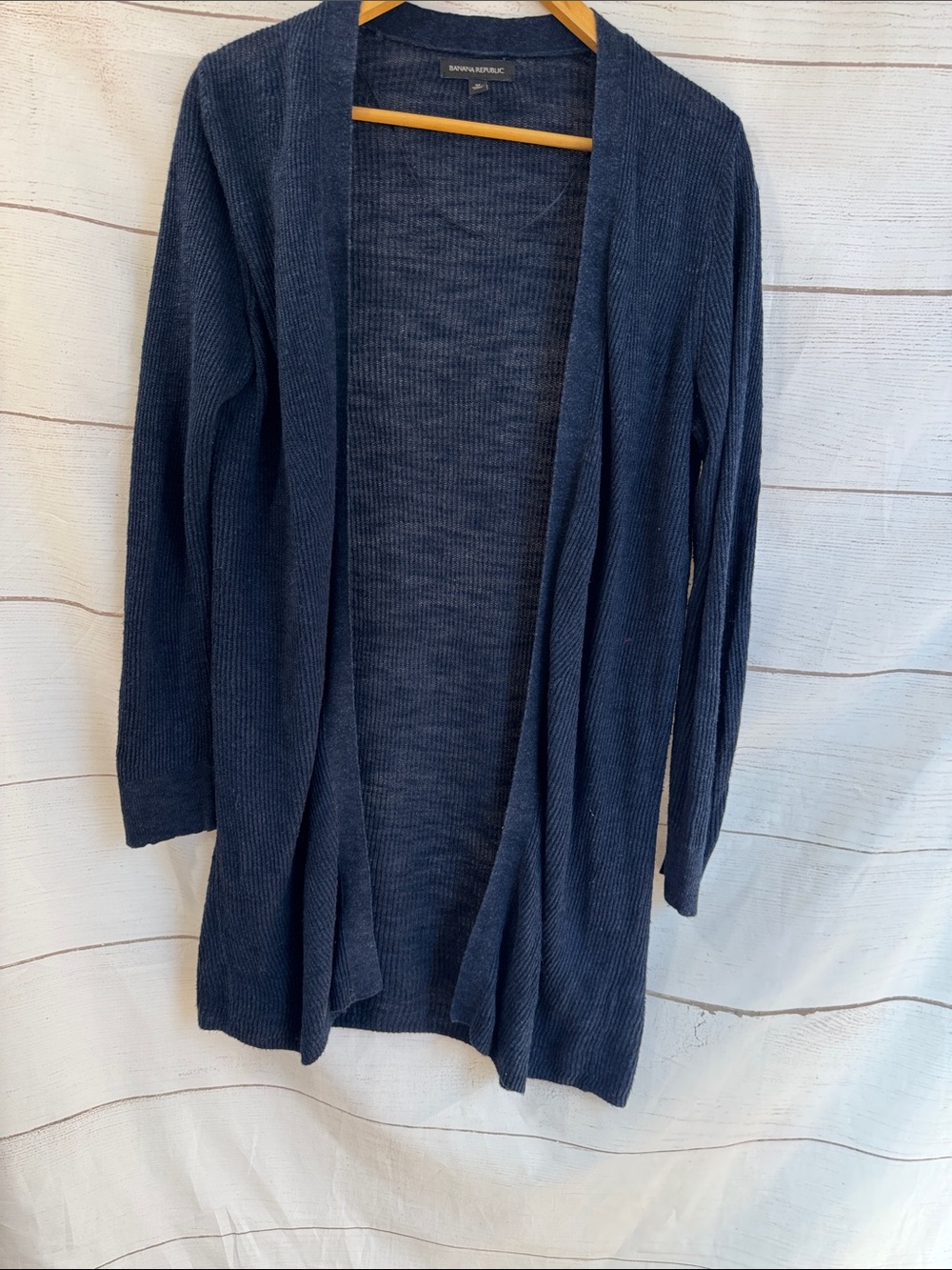 Banana Republic Dark Navy Open-Front Ribbed Cardigan Medium